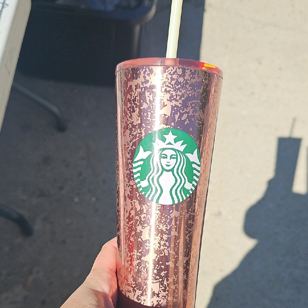 Starbucks Metallic Pink Tumbler with Straw